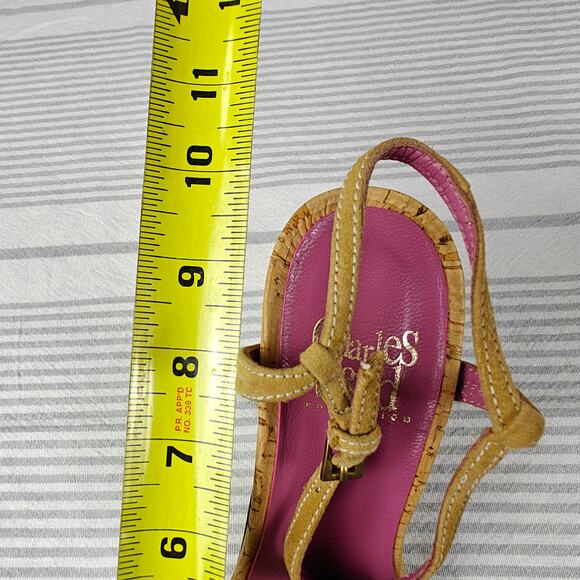 Charles David Vintage Beige Leather Cork Heels Women’s 7.5B Made in Spain - Picture 7 of 11